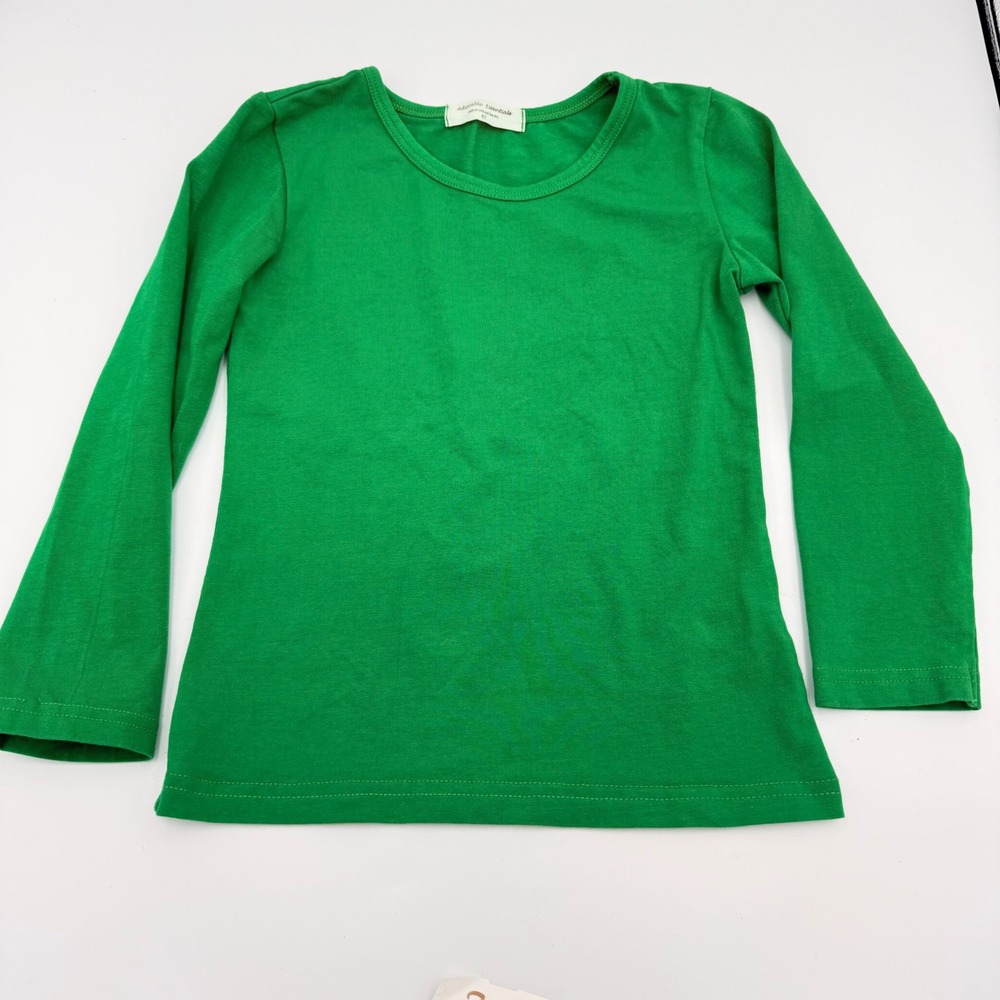 Adorable Essentials Kids Green Long Sleeve Cotton Spandex Crew Neck Tee 4T